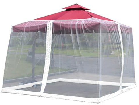 JingNian Zanzariera per Ombrellone da Giardino, Rete in Poliestere Leggera, Copertura in Rete Anti Zanzare con Cerniera, Protezione Dagli Insetti per Terrazzo, Patio e Spazi Esterni(White)