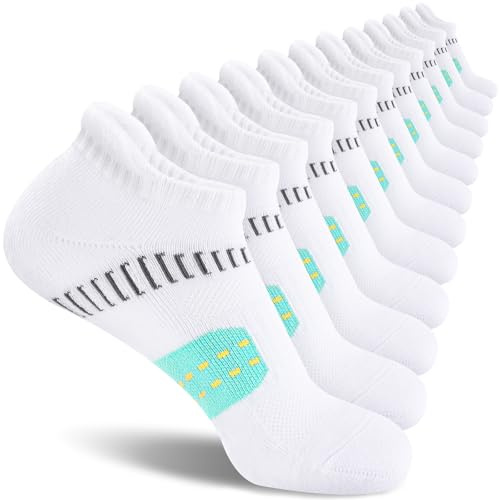 EconioSocken Calcetines de Deporte Mujer Antiampollas Transpirables con Soporte Acolchado, Calcetines Tobilleros para Running, 6/12 Pares
