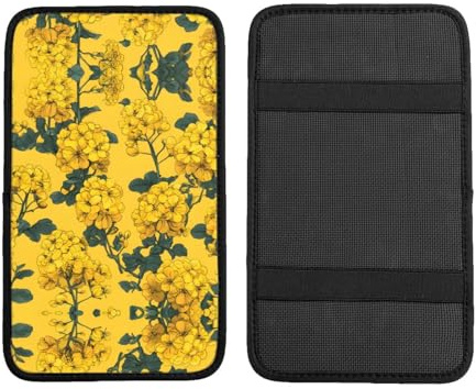 Rapeseed Flowers Print Car Handrail Box Cushion Armrest Cushion Seat Box Cover Pad Accessories