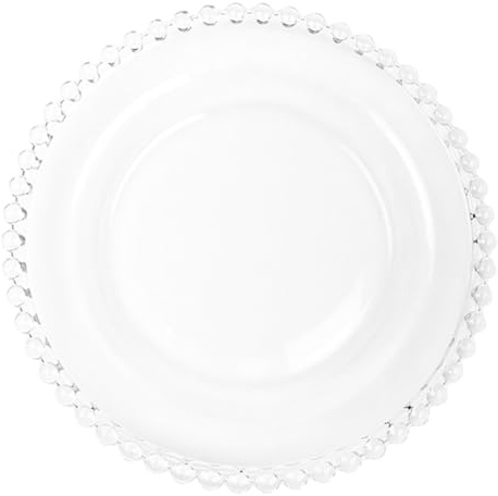 WESIEVYA Piatto per Insalata Piatto da Dessert in Vetro Bordo Perlato Raffinato e Creativo Resistente per Uso Quotidiano e Cena