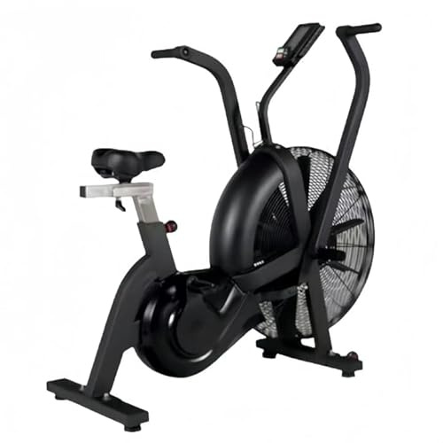 Air Bike Exercise Bike, Fan Resistance Stationary Cycle, Full Body Cardio Workout, Black with Blue Accents