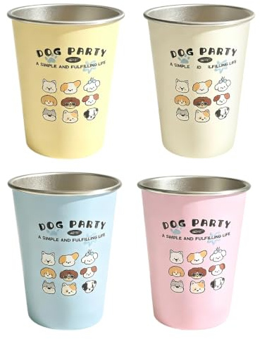 4 stycken barnmuggar i rostfritt stål, 350 ml rostfri stålbägare barn återanvändbara, barnmuggar, drickmuggar barn, barnglas, rostfria muggar för pojkar och flickor – hemma och på språng