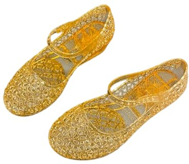 SMKBDFC Moda femminile, pantofole di plastica, scarpe da gelatina da aperto, tacco a cuneo, fibbia a cuneo, fascia chiusa, sandali estivi(giallo,37)
