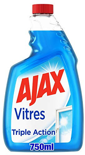 AJAX - Produit Nettoyant Vitres Ajax Triple Action Spray - Pour des Vitres 100 % Sans Traces - Formule 3 en 1 - Recharge pour Flacon Spray 750 ml - Lot de 4