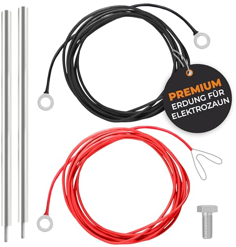 Ellofence Erdungsset | Inkl. 2X Erdungsstab, Zaunanschlusskabel & Schraube | Alles für eine sichere Erdung im Set enthalten | Passend für das Weidezaungerät M30 / M60 / A60 und direkt einsatzbereit