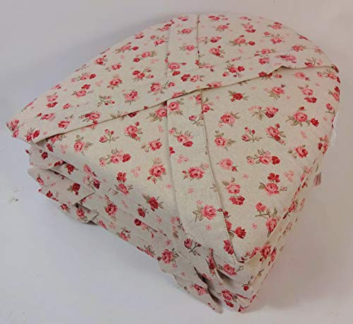 Rattani Set 4 x Stuhlkissen/Sitzkissen Marina halbrund mit Schleife 42 x 45 cm Dicke 5 cm, Fb. Mirha Leinen Rose - Made in EU