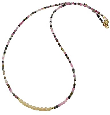 Turmalin mit Welo Opal Edelstein Collier mit 925 Silber vergoldet