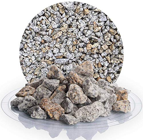 Schicker Mineral Granit Ziersplitt gelb-grau 16-32 mm 25 kg, Splitt, Garten | Ideal zur Gartengestaltung, bunter Granit Naturstein, robust, witterungsbeständig, Steingarten, Weg- und Terrassengestaltung