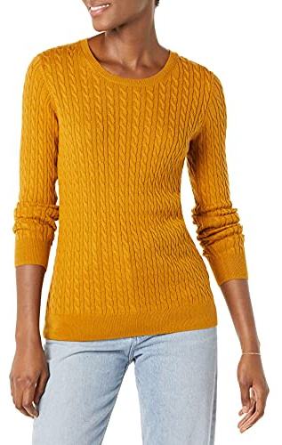 Amazon Essentials Jersey Ligero de Manga Larga de Punto Trenzado Mujer