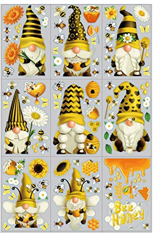 Baoblaze Bienenzwerg-Aufkleber Abnehmbare Sonnenblumen-Honigglas-Hummel-Waben-Fenster-Aufkleber für Geburtstagsfeier-Zubehör