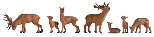 NOCH Modellfiguren „Hirsche“, handbemalte Tierfiguren, für die Spurweite N ideal für Wald Dioramen