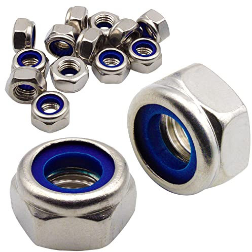 Ecrou Frein M6 : 50 Pièces Autobloquant Nylstop Indesserable avec Bague Nylon de Blocage Inox A2 pour Rondelles Vis et Boulon | Anti-Rouille Usage Extérieur - Intérieur | Recharge Zip PROTORX