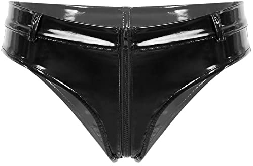 CHICTRY Women's High Cut Zipper Open Front Bikini Briefs Underwear Panties Thong Tanga Shorts Briefs