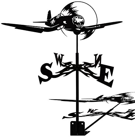 Girouette pour avions, hélicoptères, avions de chasse, girouette pour montage sur le toit, scène de ferme extérieure, piquet de jardin, girouette, indicateur de direction du vent avec revêtement
