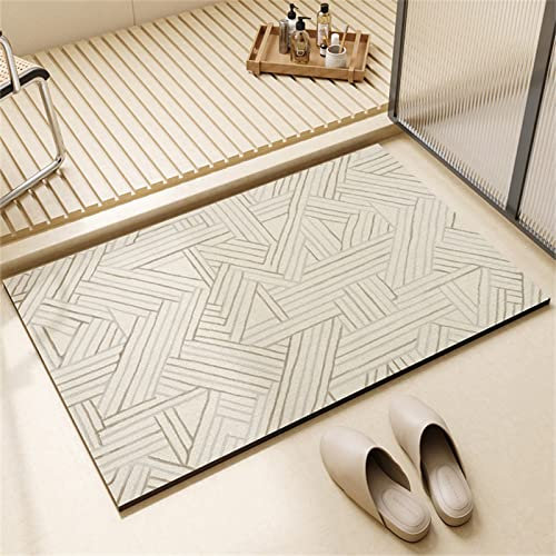 Badezimmerteppich, Badematte Rutschfest, 80x150cm Bad Teppich LäUfer, Duschmatte, Badteppich Badvorleger Rutschfest Waschbar, Antirutschmatte Dusche, Teppich Badezimmer, Bathroom Bath Mat, Beige