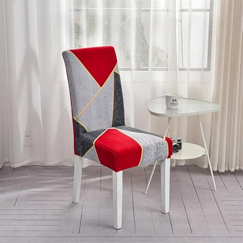 Stuhlhussen 6Er Set Rot, Grau, Schwarz Stretch Esszimmer Stuhlbezug Für Esszimmerstühle, Eckige Stuhllehnen Abnehmbarer Waschbarer Spandex Stuhlüberzug Für Küchenstühle,Hotel, Bankett Set of 2