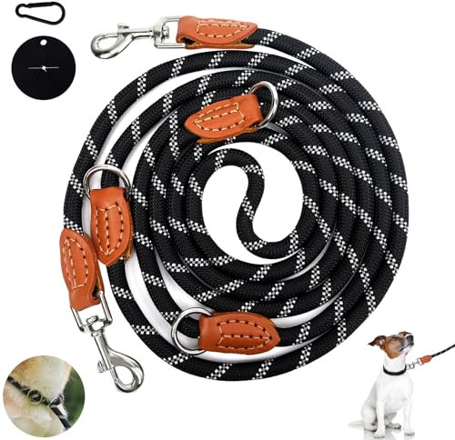 Ticeed 2.5M Hunde Doppelleine Verstellbar Hundeleine für Große und Mittelgroße Hunde Führleine Reflektierend Starke Hunde Trainingsleine Schleppleine