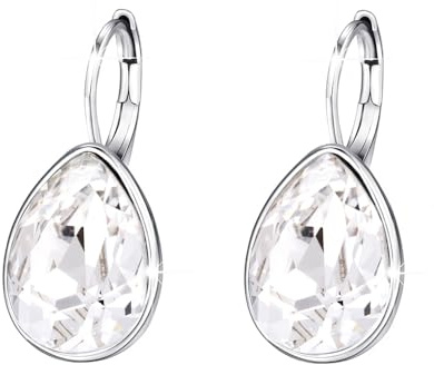 XUPING Kristall Tropfen Ohrringe für Damen Ohrringe Silber Creolen Hängend Weiß Strass Hypoallergenic Jewelry（White）