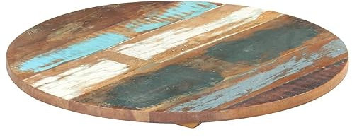 Mengtu Tischplatte Schreibtischplatte Ersatztischplatte Holzplatte Tischplatte Holz Platte Ersatzteil Möbel für Couchtisch Esstisch Gartentisch Rund 40 cm 25-27 mm Altholz Massiv Gartenmöbel