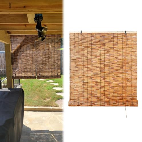 Sichtschutz Bambus Rollo 100cm Breit Wärmedämmung Bambus Rollo Jalousine 160cm Breit 90cm Breit Bambusrollo Raffrollo für Fenster Restaurant Balkon Außen/Innen ( Size : 60cm Breit x 220cm Hoch )