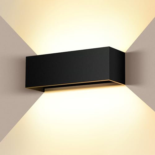 Cwycfw 36W Applique Murale Interieur/Exterieur Blanc Chaud 3000K Étanche IP65 Angle de Faisceau réglable LED Noir Apliques Murales Moderne