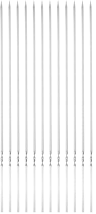 QUARKZMAN 12Pcs Brochettes en Métal de 40 cm x 4,3 mm x 1,2 mm en Acier Inoxydable, Réutilisables, pour Barbecue, Grillades en Extérieur, pour Viande, Crevettes, Fruits et Légumes