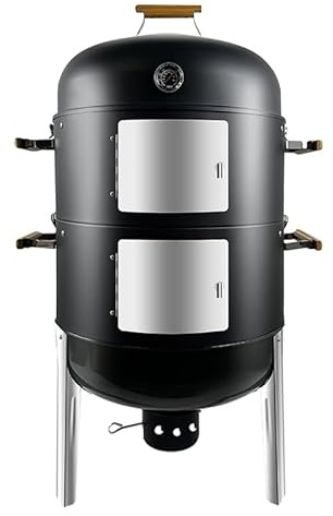 Joyagrill 52,1 cm großer Smoker-Grill XXL integriertes Thermometer, Lüftungsschlitz, 2 Türen, mehrschichtig, robust, Rauchgrill mit Rippenaufhänger, Set mit 4 Haken, Partys, Hinterhof