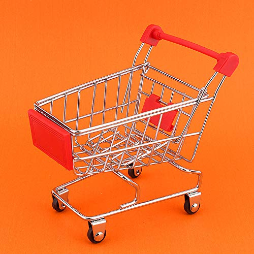 Mini-Einkaufswagen, Schreibtisch-Einkaufswagen-Modell, niedlicher Stifthalter, Metall-Supermarkt-Einkaufswagen, Aufbewahrungskorb für Desktop-Dekoration