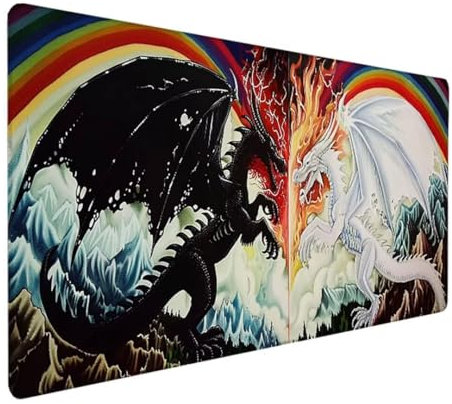BEIJUYHU Mauspad XXL, Gaming Mauspad 700x300x3 mm, Großes Mauspad mit Genähten Kanten, rutschfeste Desk Mat, Verlängertes großes Mauspad Schreibtischauflage für Büro und Zuhause Kunst Drachen 1 - S