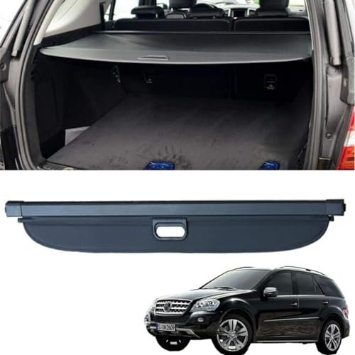 yahabb Auto Einziehbare Hintere Gepäckvorhang-Kofferraum-Laderaumabdeckung für Mercedes Benz ML W164 ML320 300 350 400 500 2006-2012, Wasserdichter, Rutschfester Kofferraum-Sichtschutzvorhang