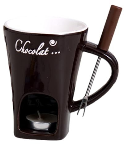 Tewzafiya Schokoladen Fondue Becher Set | 130 Ml Teelicht Schokofondue Tasse Aus Keramik | Schoko Fondue Teelichthalter | Schokofondue Teelicht Beheizt Mit Gabeln | Mehrzweck Chocolate Fondue Set