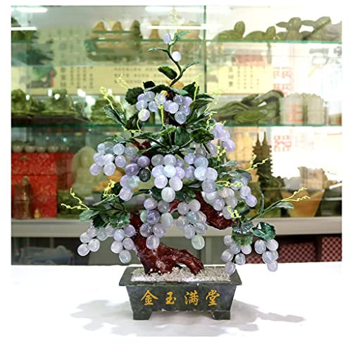 Jade Naturel en Pot Vigne Jade Fortune Argent Arbre décoration de la Maison Feng Shui Artisanat Cadeaux Bonne Fortune et prospérité Arbre Feng Shui (Color : B)