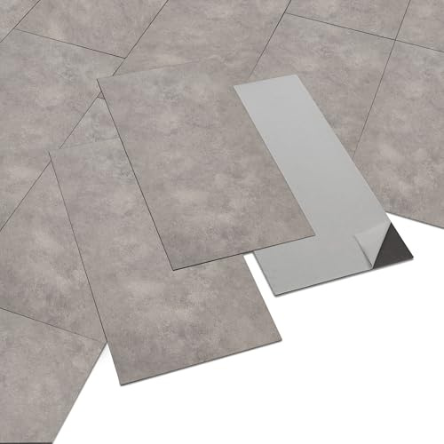 INMOZATA 5m²/28psc Floor Tiles Self Adhesive Vinyl Flooring Peel and Stick Floor Tiles Vinyl Floor Tiles 2.0mm 60X30cm Waterproof for Bedroom Office Floor Plank(Marble Grey)
