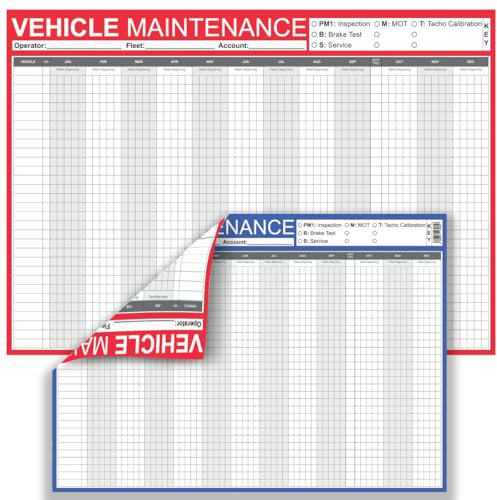 Vehicle Maintenance Planner Chart – Reversible Double-Sided Large A1 Undated Wall Poster for HGV/PSV/Fleet MOT, Service & Inspection Scheduling 59.4 x 84.1 cm (Folded)