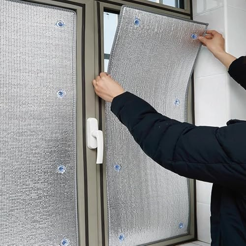 Fenster Isolierung Gegen Hitze 9mm Sonnenschutzfolie Fenster Innen an Fenster-Energiesparfolie, Kälteschutz- Und Wärmedämmfolie, Wiederverwendbar, UV Schutzfolie Fensters(20x36/51x91cm)