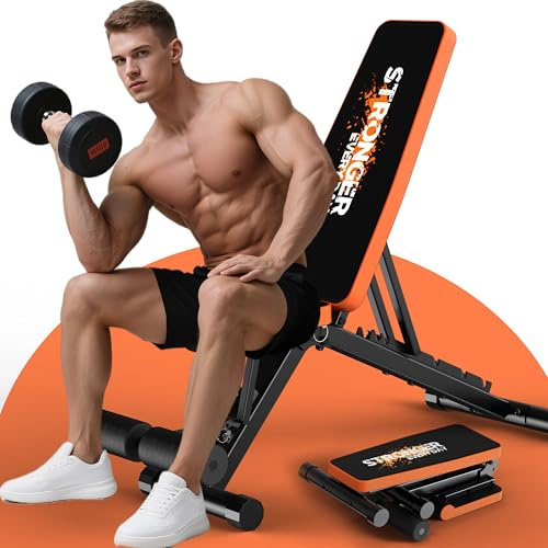 GENIXFIT Panca per pesi regolabile, pieghevole e mobile, con schienale e seduta regolabili, panca inclinata fino a 400 kg