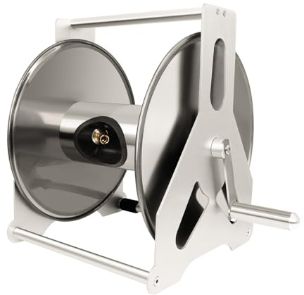 Gekufa Garden Hose Reel Wall-Mounted or Freestanding Hose Reels Heavy-Duty Metal Water Hose Holder Winder Holds 40M of 1/2-Inch Hose Pipe Outdoor Garden Accessory