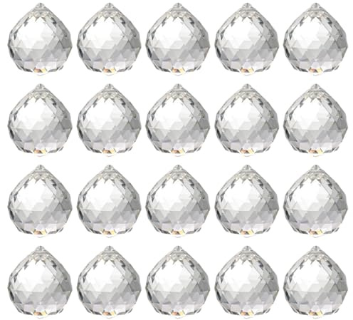 OUDQFCJ 10 Stück Kristallkugel Sonnenfänger Kristall Prisma Glas Regenbogen Bunte Kristalle zum Aufhängen für Fenster Feng Shui Geschenk (20mm) (Clear)