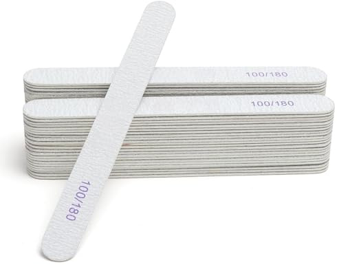 50 Stück Nagelfeile 100/180 Profi Nagelfeilen für Gelnägel Feilen Nägel | Doppelseitige Nail Files, Maniküre Nagelkunst Form, Gerade Grit Einweg, für Nagelstudio Zuhause