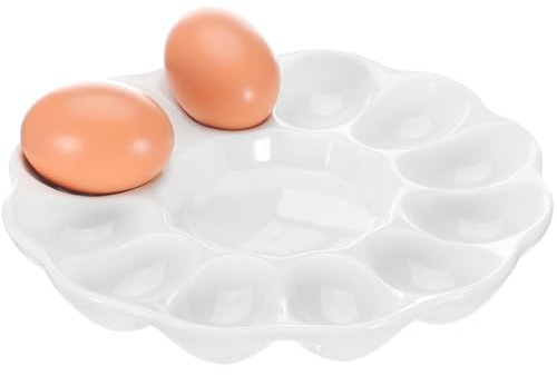Homoyoyo Bandeja para Huevos Rellenos Compartimentos con Fondo Plano Estable para Servir Hogar y Restaurante Fácil de Limpiar Porcelana Clásica
