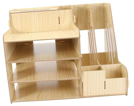 TOPBATHY Estantería de Madera para Archivos Cajones Extraíbles Organizador de Escritorio Multifuncional Color Madera Natural Gran Capacidad para Documentos y Objetos de Oficina