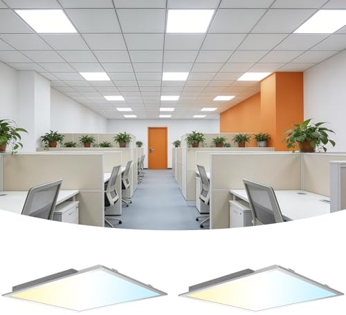 CLLIGHTING 2x2 LED Flat Panel Light 2 Pack, Drop Ceiling Light for Office, Dimmable LED Ceiling Light, Selectable 20W/25W/30W/35W/40W, 3000K/3500K/4000K/5000K/6300K, ETL Listed, 5-Year Warranty