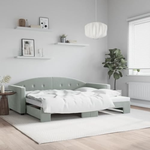 QZZCED 2-in-1-Schlafsofa mit Ausziehbett, Doppel-Sofa, modernes minimalistisches Design für Wohnzimmer, solide Struktur aus Holz und Metall