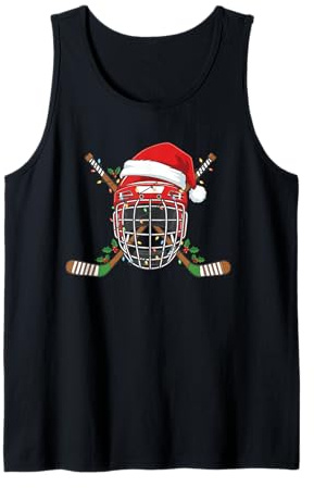 Casco da Hockey su Ghiaccio di Babbo Natale, per Uomini, Ragazzi, Ragazzi e Adolescenti Canotta