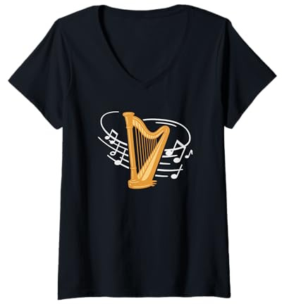 Femme Harpiste Orchestre Musicien Harpe T-Shirt avec Col en V