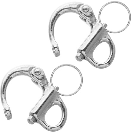 AMUSLESUR Grillete de Liberación Rápida de Acero Inoxidable para Eslingas y Cadenas, 2 Unidades Cierre Seguro para Uso en Pesca Marítima y Deportes Acuáticos