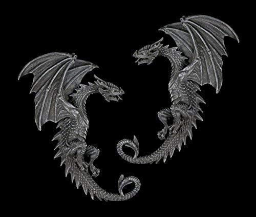 Drachen Figuren Wandrelief Set | Wanddeko Gothic