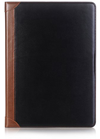 iPad Pro-1.2. (12,9'') 2017 2015 Hülle, DMaos Vintage Buch Kunstleder Smart Cover, Auto Sleep/Wake, Business Dokumenten- und Kartenhalter – Schwarz