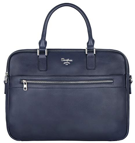 David Jones - Herren Aktentasche - Mann Business Tasche PU Leder Arbeitstasche - 15 Zoll Laptoptasche Große Umhängetasche - A4 Schultertasche Henkeltasche Handtasche Messenger Arbeit Büro - Blau
