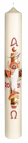 Wiedemann Osterkerzen 60 x 8 cm mit 10% Bienenwachs (Nr. 11) - Kerze, Unparfümiert, Traditionell & Elegant, Religiös, Ganzjährig, Natürlich, Pflanzlich, 1 Stück
